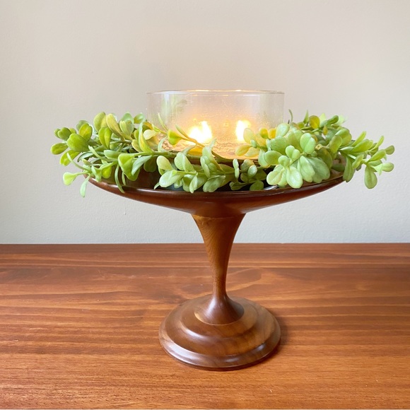 Vintage Accents Vintage Handmade Wooden Pedestal Bowl Centerpiece